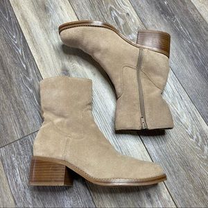 Candies Y2K Boots Chunky Tan Suede Ankle 1990s Heeled Size 8